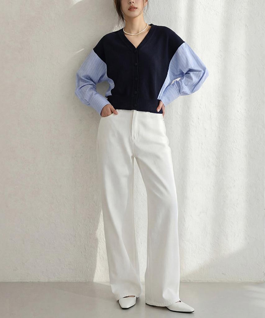 Merci Marie Shirt Layered V-Neck Cardigan 22688