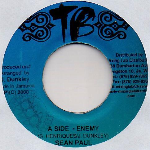 

7inch Record SEAN PAUL - Enemy NONE True Blue Famil Jamaica Reggae, Ska & Dub Used