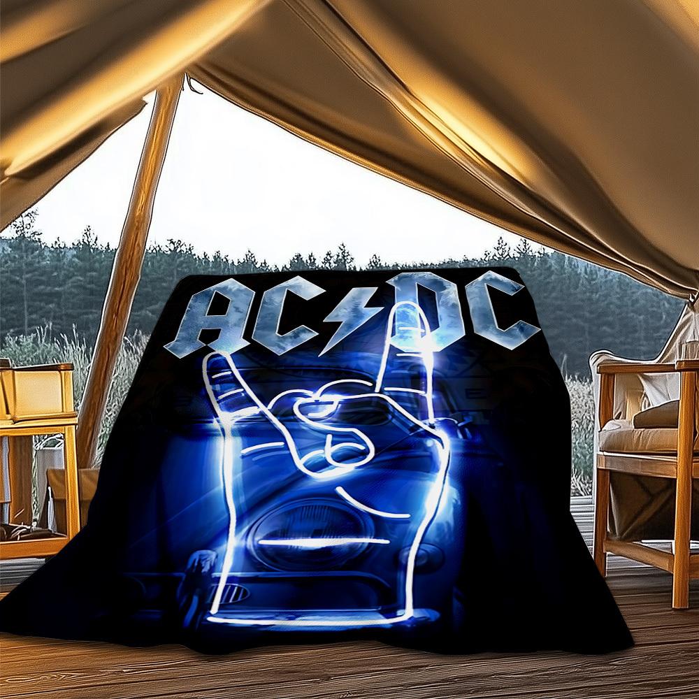 1pc AC/DC Outdoor Flannel Blanket, Lightweight Warm Cozy for Travel Camping Office Soft Polyester Fabric