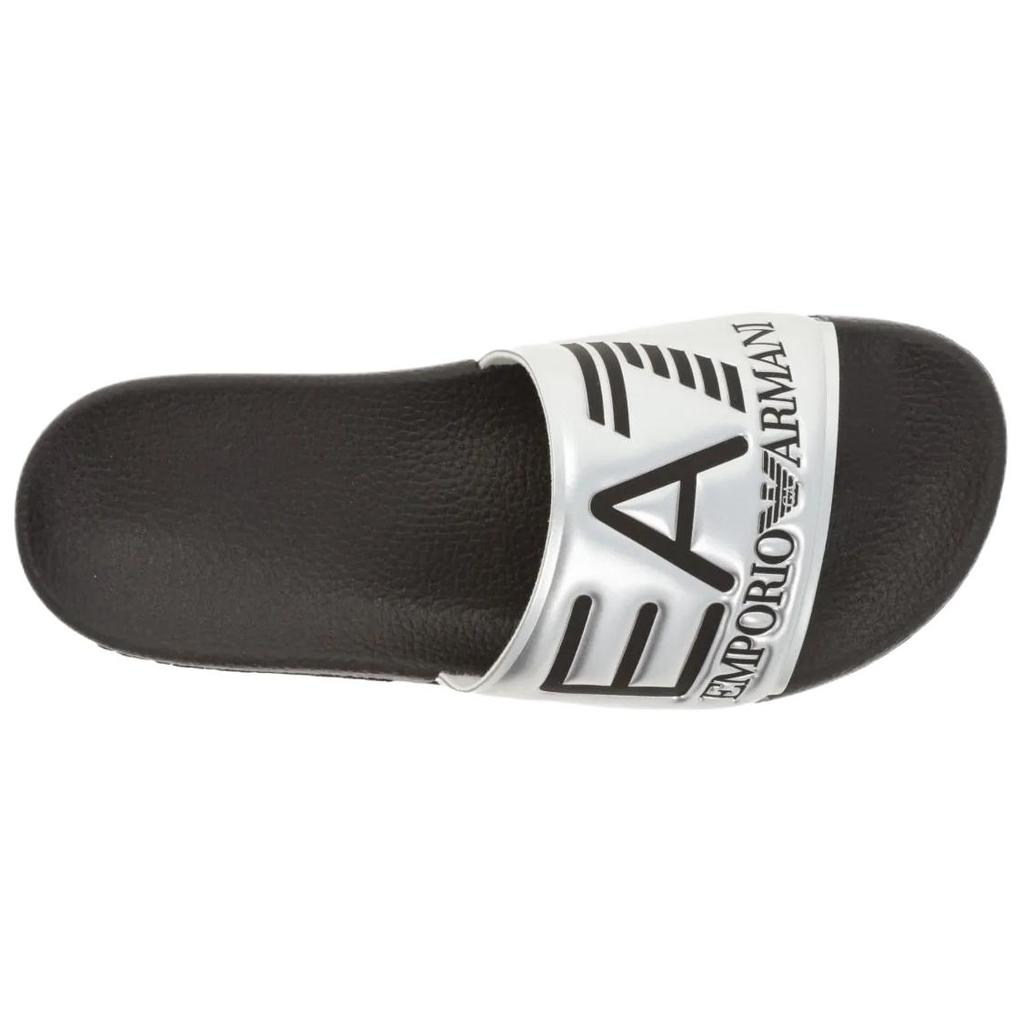 Emporio Armani EA7 Round Toe Flat Slide Sandals Women Sandals Silver XCP001XCC22A854