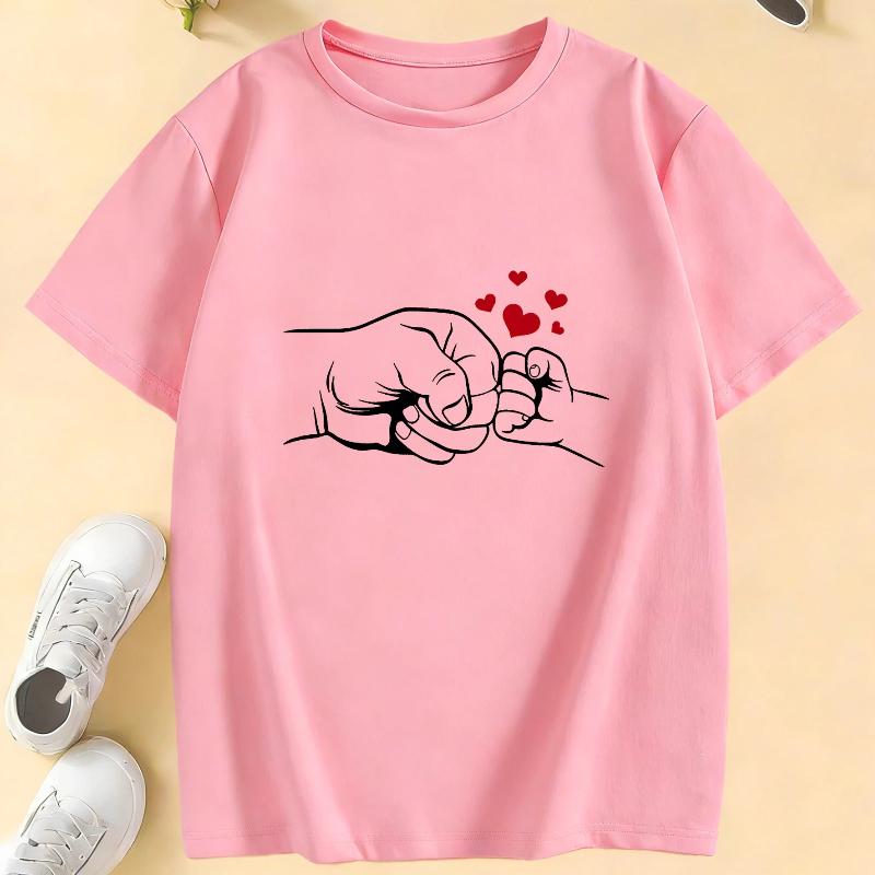 Lovely Daddy Love Hand Design T Shirts Kids Children's T-shirt Boys Girls Summer Spring Casual Top Tee
