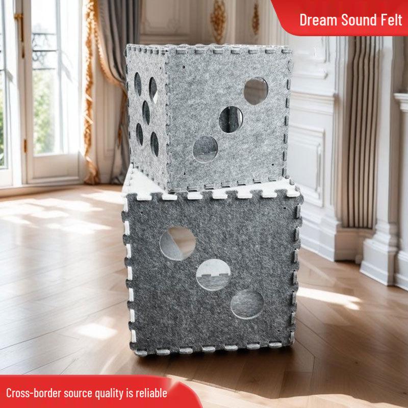 All-Season Wear-Resistant Foldable Cat Bed: Dice-Shaped, Semi-Enclosed, Warm, Detachable, Felt Pet House