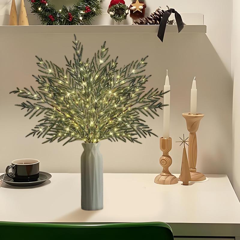 Önceden Işıklı Çam Dalları, Önceden Işıklı Norfolk Çamı Dalları, Işıklı Norfolk Çamı Dalları, Kendin Yap Çelenkler İçin, Vazo Dolguları