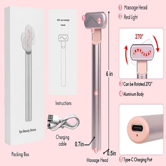 Red Light Therapy for Face 4 In 1 Skincare Tool with EMS Microcurrent Vibration for Face Rechargeable Face Massager Machine for Facial Eye Care