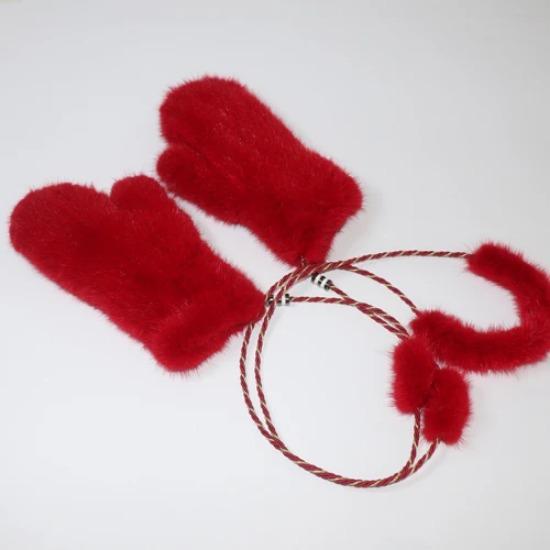 New Knitted Natural Mink Fur Gloves Women Winter Warm Good Elastic Mink Fur Mittens Russian Female Genuine Fur Glove