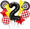 9 Pcs/set Lightning Racing Car Balloons Birthday Decoration Boy's Birthday Stripe Number Racing Party Decoration Inflatable Toys