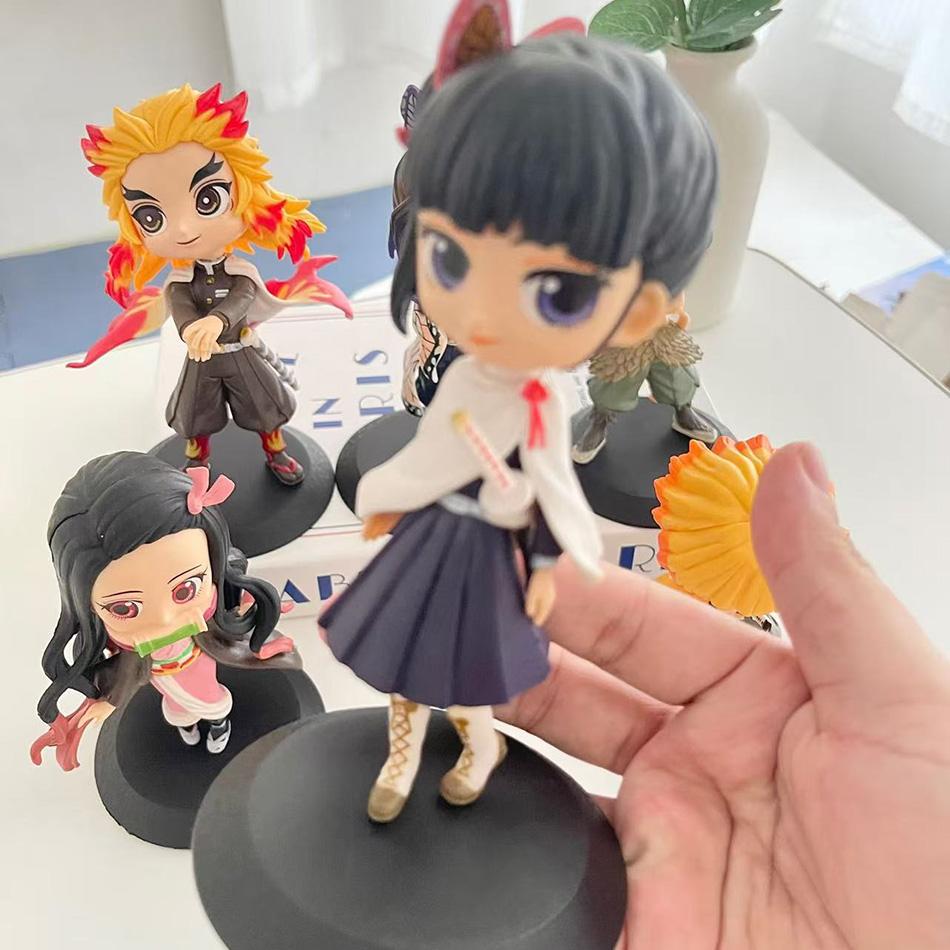 14Cm Anime Figure Nezuko Tanjirou Zenitsu Inosuke Kyoujurou Giyuu Kawaii Qposket Pvc Model Toys Children Gift