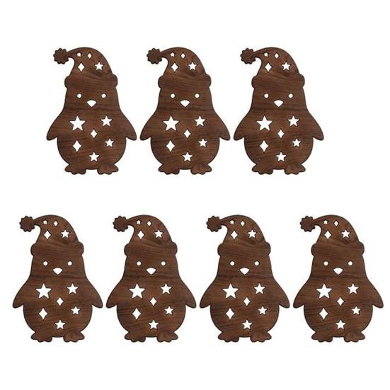Cozy Winter Home Decorations 7Pcs 3D Light-Up Wooden Reindeer Christmas Decor with Warm LED Backlight, Peel And Silhouette Lights Stick Rustic