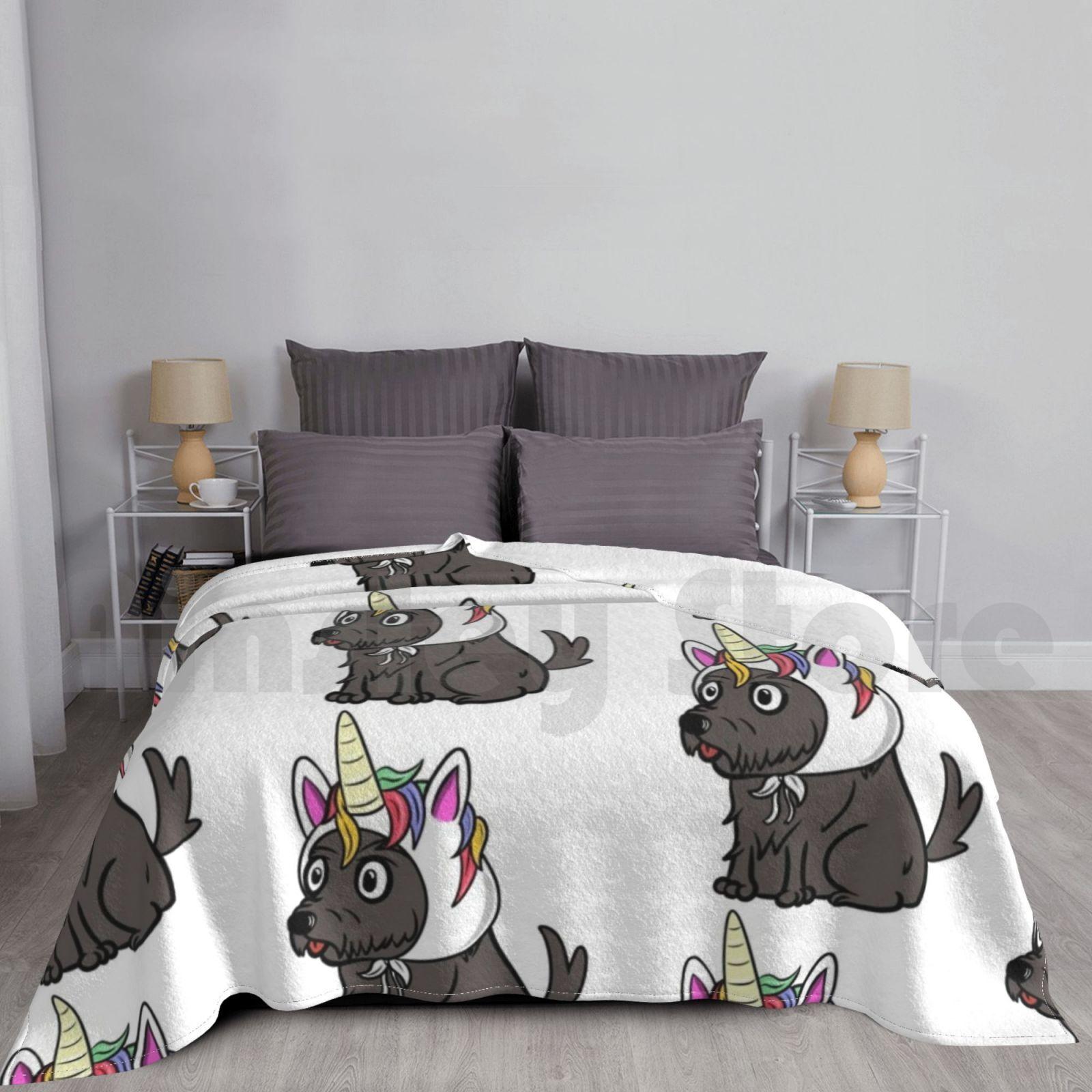 Funny Scottish Terrier Unicorn Blanket Fashion Custom 815 Scottish Terrier Scottie Puppies Puppy Dog Size: 75*100cm, Weight: 230 GSM