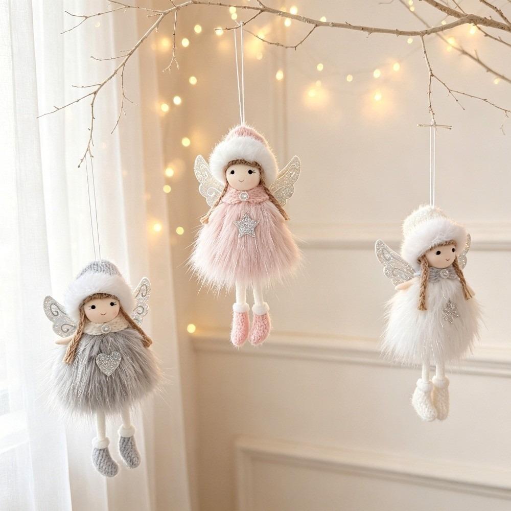 Plush Christmas Angel Girl Ornament Mesh Christmas Tree Decor Christmas Tree Decoration