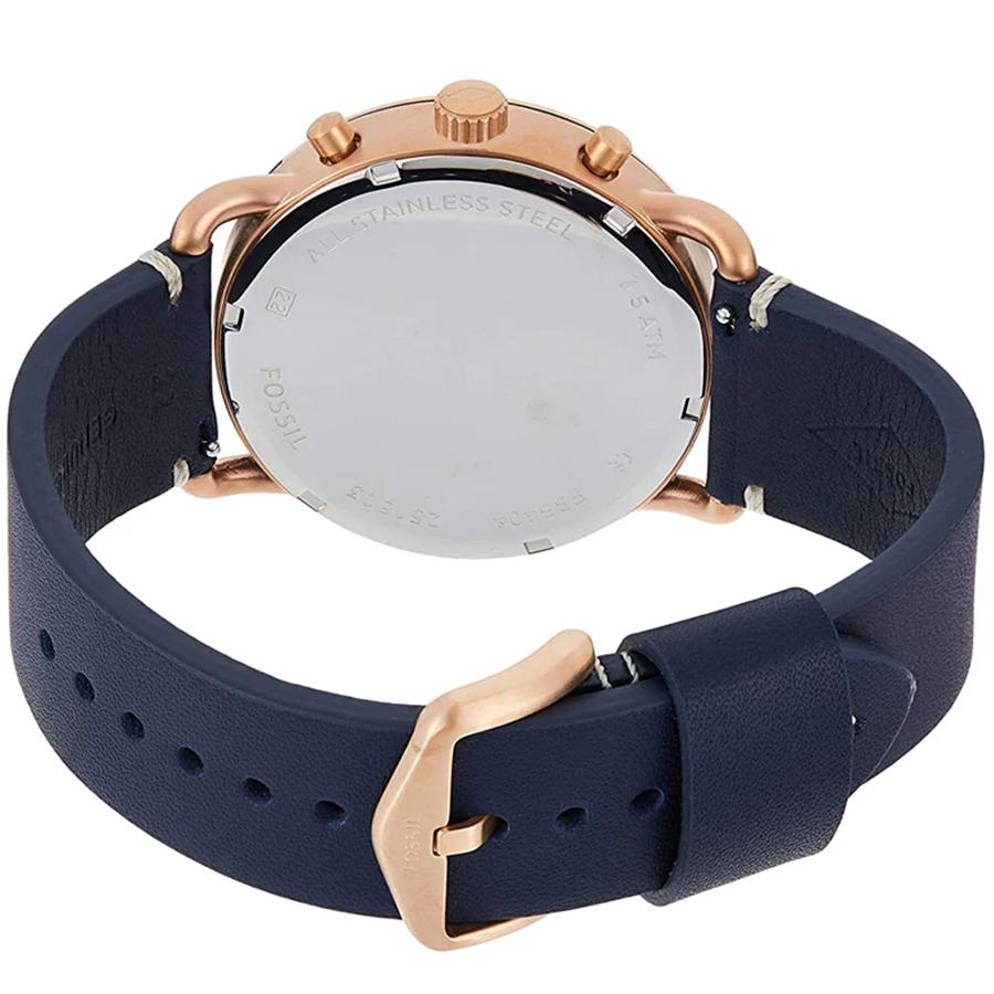 Fossil Business Style Men's Casual Wristwatch, Quartz Watch, Blue Dial with Black Strap, Three-Hand Chronograph Watch FS5404