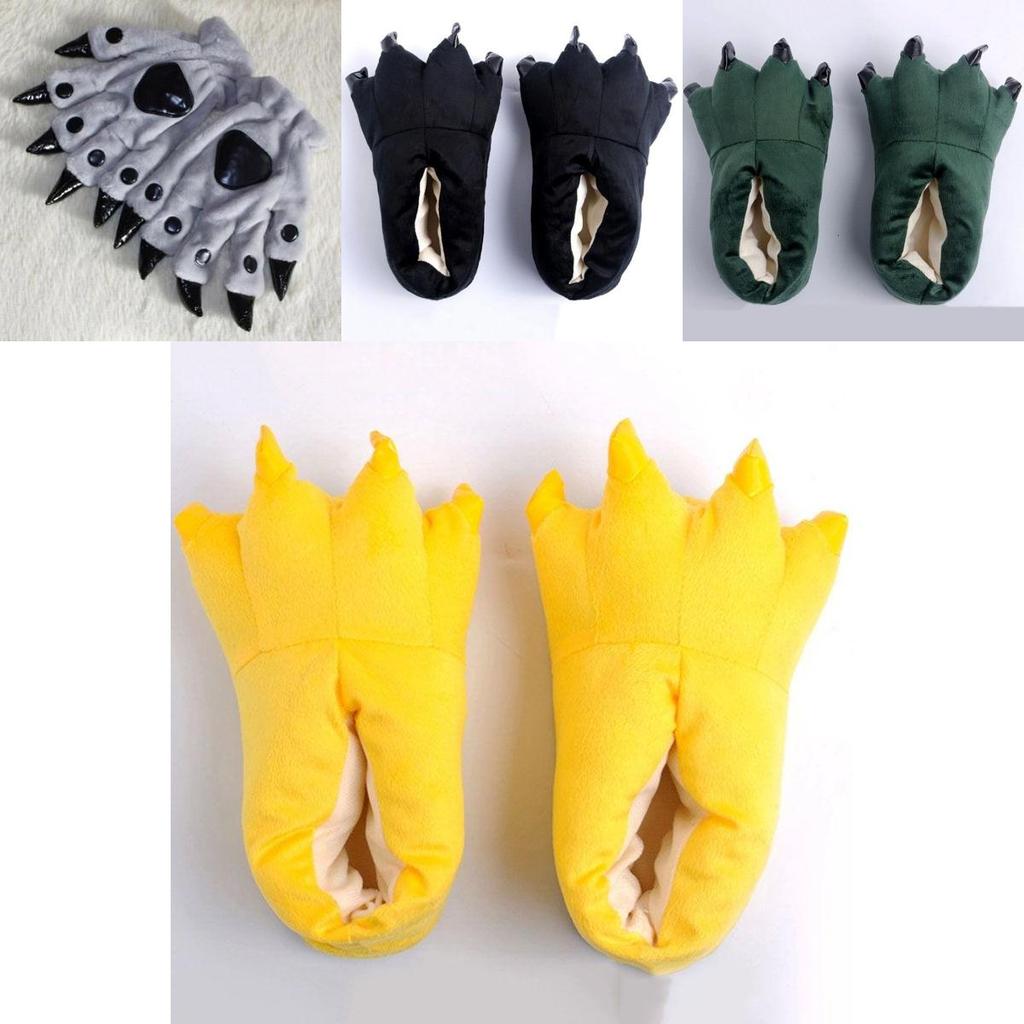 Pantufas Cosplay de Dinossauro Aconchegantes Com Sapatos de Patas de Pelúcia Macia Para Aquecimento de Inverno