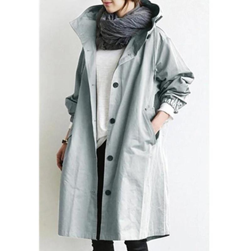 Modne damskie kurtki jesienne Outdoor wodoodporne swobodne luźne z kapturem wiatroszczelne kurtki wspinaczkowe w jednolitym kolorze płaszcze