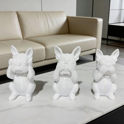 French Bulldog Statue Ornament, Listen, Look, Speak Wisdom Puppy Statue, Perfect Gift for Smart and Satirical Dog Lovers