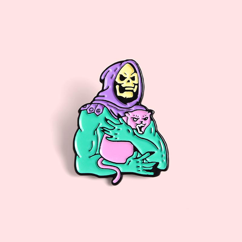 Unique Creative Green Skull Cat Holder Brooch Badge Stylish Accessory Fashion
