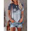T-shirt con Stampa 'Just Breathe & Dente di Leone', Top Casual Girocollo a Maniche Corte, Abbigliamento Donna