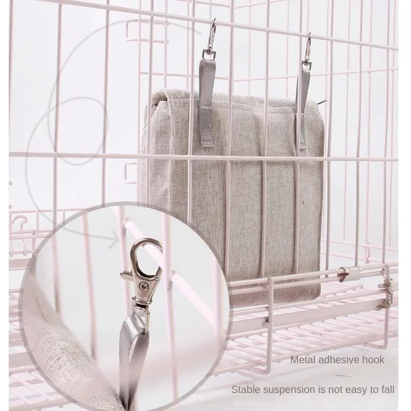 Feeding Bag Hanging Pouch Feeder Hay Bag Holder with Hooks Feeding Dispenser Container for Rabbit Guinea Pig Small Animals Pet