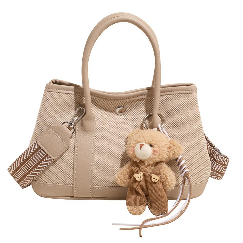 

Retro splicing handbag women s new trend simple shoulder bag casual versatile messenger bag No pendant білий