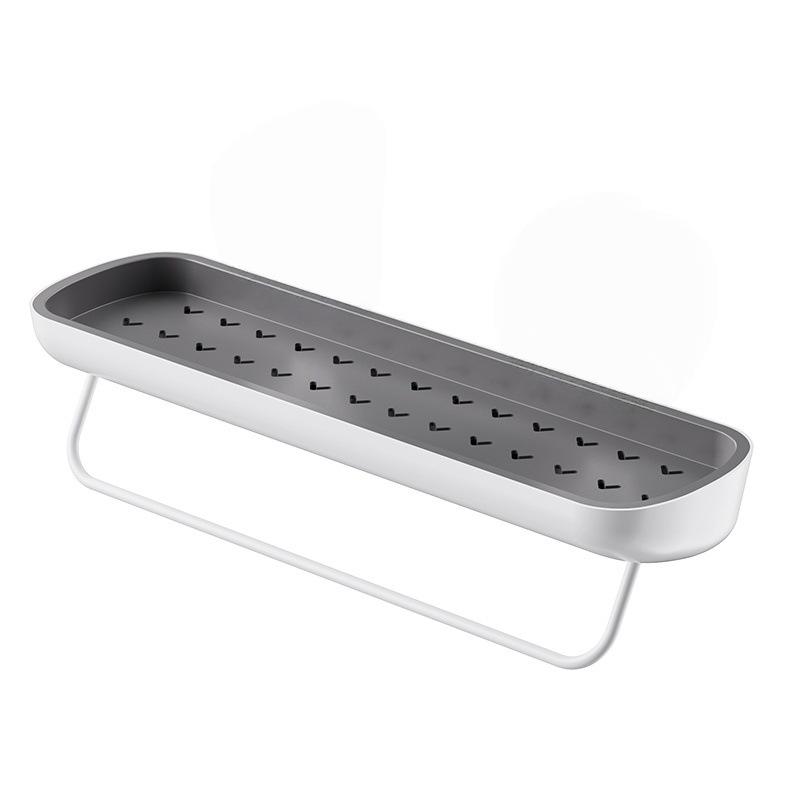 Suction Cup Wall-Mounted Bathroom Shelf Towel Rack - No-Drill Vanity or Kitchen Sink Storage