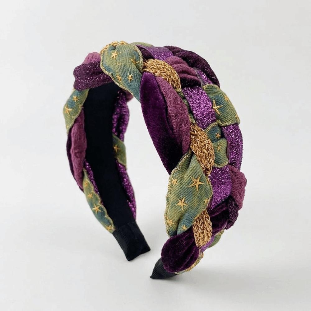 Bohemian Patchwork Headband Fabric Twisted Hairband Wide Hair Wraps  For Women Hair Accessory