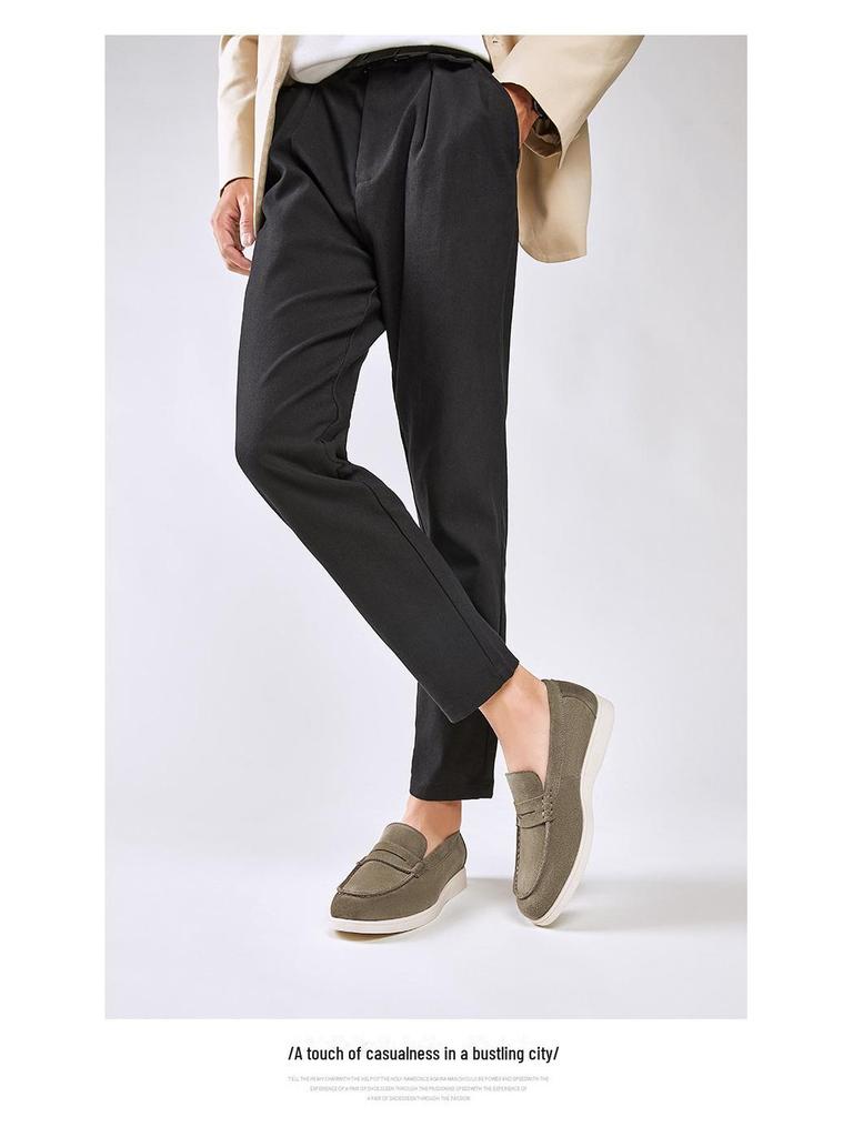 Men's British-Style Suede Nubuck Loafers - Slip-On Casual Shoes