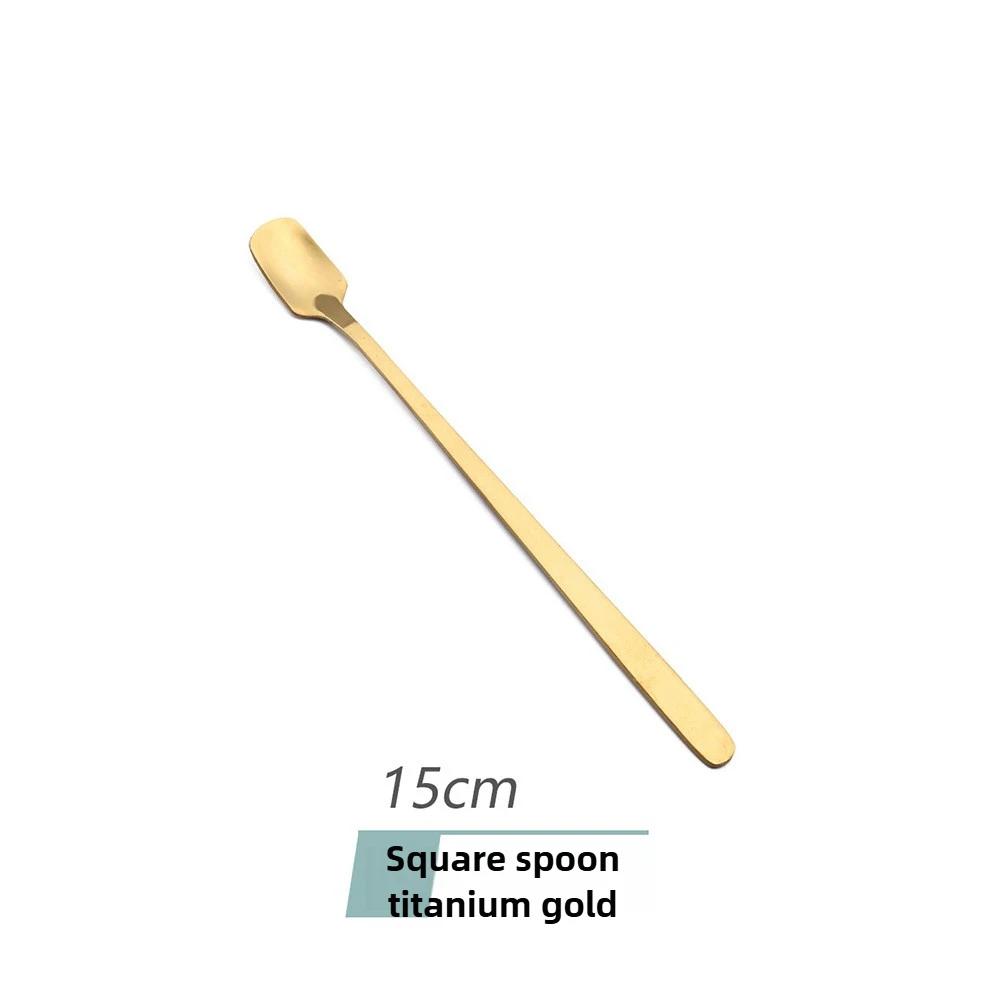 

Креативная ложка для песка и льда из нержавеющей стали, однотонная столовая посуда, ложка для смешивания с длинной ручкой для молочного чая, десертная круглая ложка для мороженого