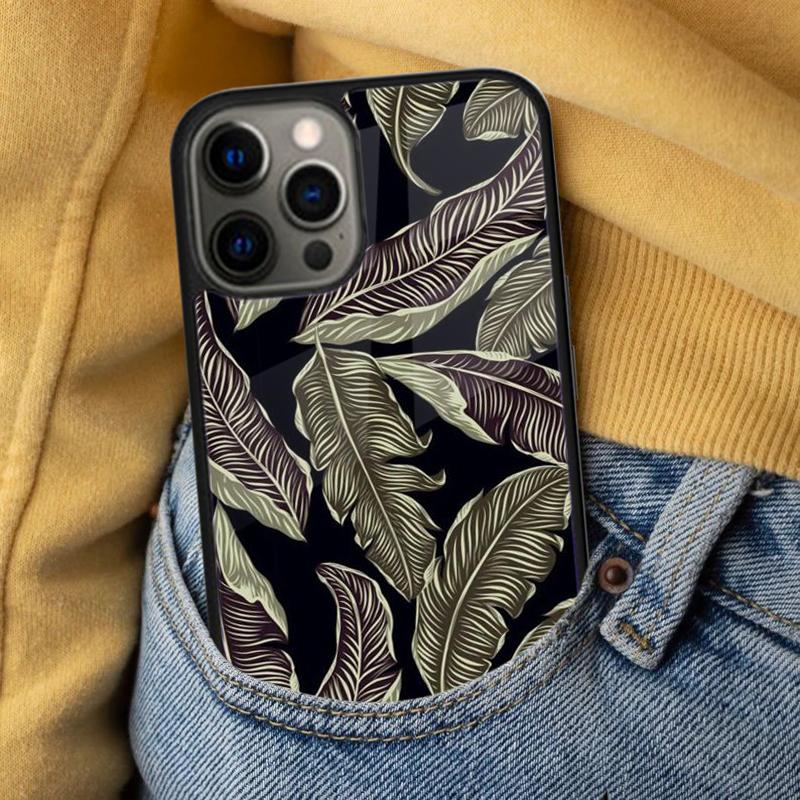 Retro Banana Leaf Plant Soft Phone Case for iPhone 17 Air 16e Pro max 15 Pro 13 14 Plus 11 12 MagSafe Magnetic Coque