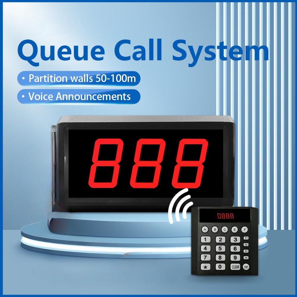 Queue Wireless Calling System Que Number Machine for Clinic Kitchen Office Consult Room Counter Bank LED Display Plug and Play Caller Queue Number