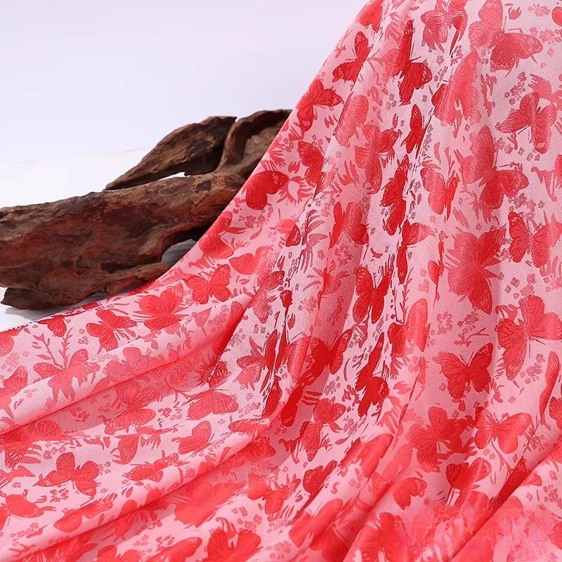 100x150cm Colorful Butterfly Jacquard Silk Satin Fabric for Sewing Ancient Costume Hanfu Tang Suit Horse Face Skirt Clothing