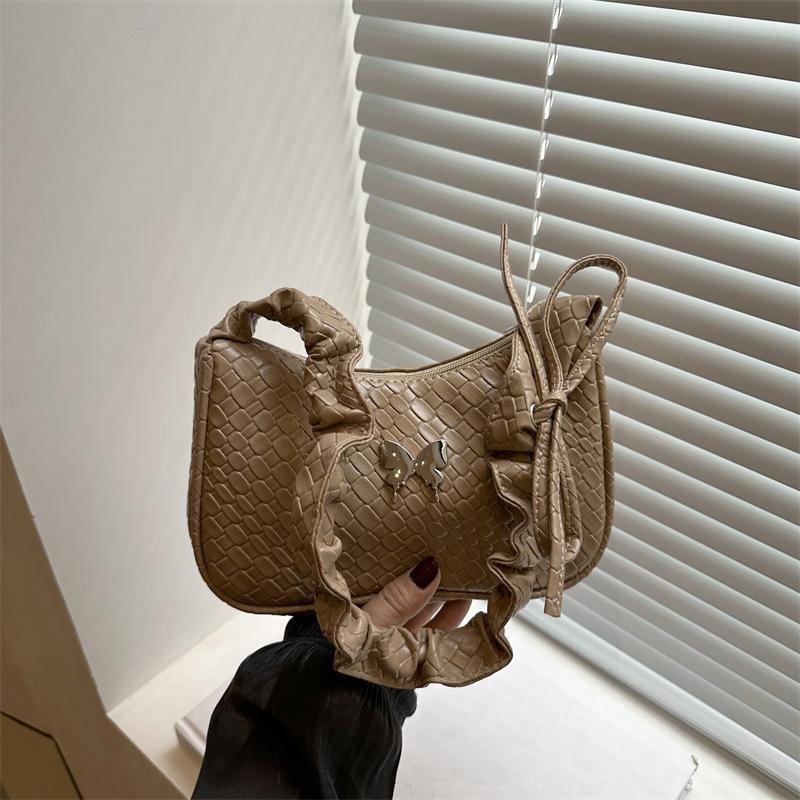 

French niche design pleated underarm bag women s 2025 new spring and summer versatile high-end textured commuter shoulder bag хаки