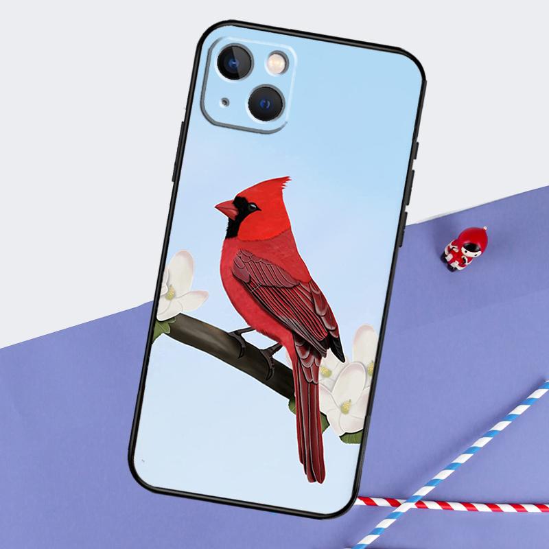 Cardinal Red Bird Phone Case For iPhone 16 Pro Max 11 13 14 15 Pro Max 12 Mini XR 16 15 Plus 16e Back Cover