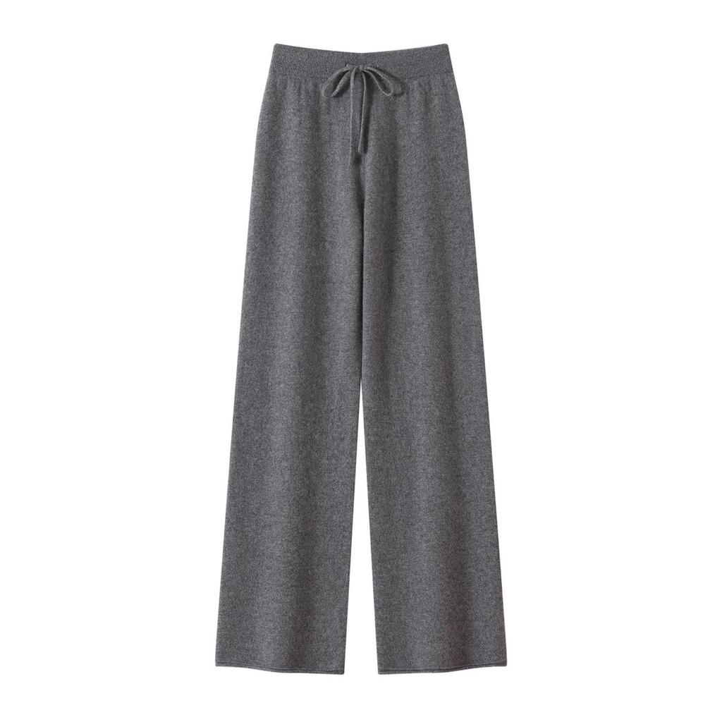 100% Pure Cashmere Women's Wide-Leg Knit Pants – Thickened, Drape, Floor-Length, Autumn/Winter Wear