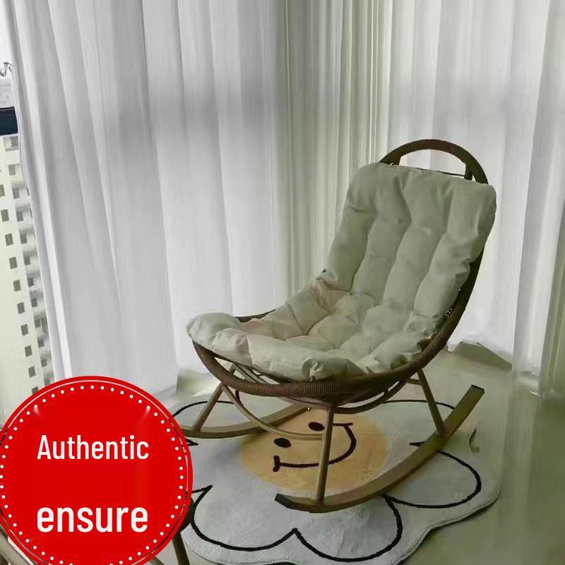 Geflochtener Rattan-Liege-Schaukelstuhl für Erwachsene - Perfekt für Wohnzimmer oder Balkon zur Entspannung