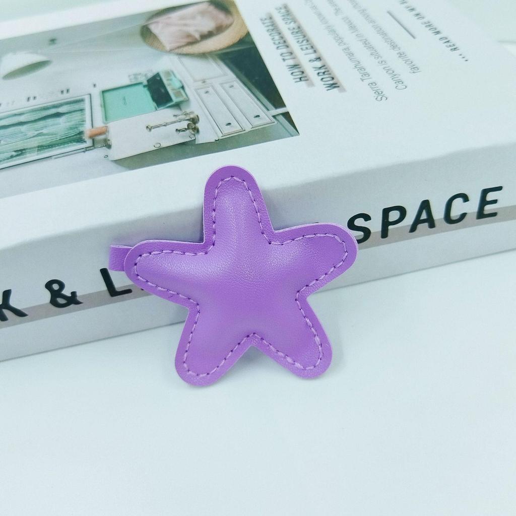 Colorful Leather Star Pendant Keychain - Cute DIY Bag Accessory