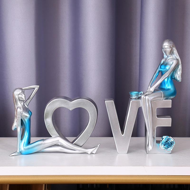 Love Girl Ornaments Home Decor Accessories  Modern Minimalism Valentine's Day Gift  Resin Crafts Living Room Decoration