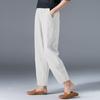 Women's Pure Cotton Elastic Waisted Cropped Pants Harun Pants Summer Loose Thin Wide Leg Pants Casual Pants