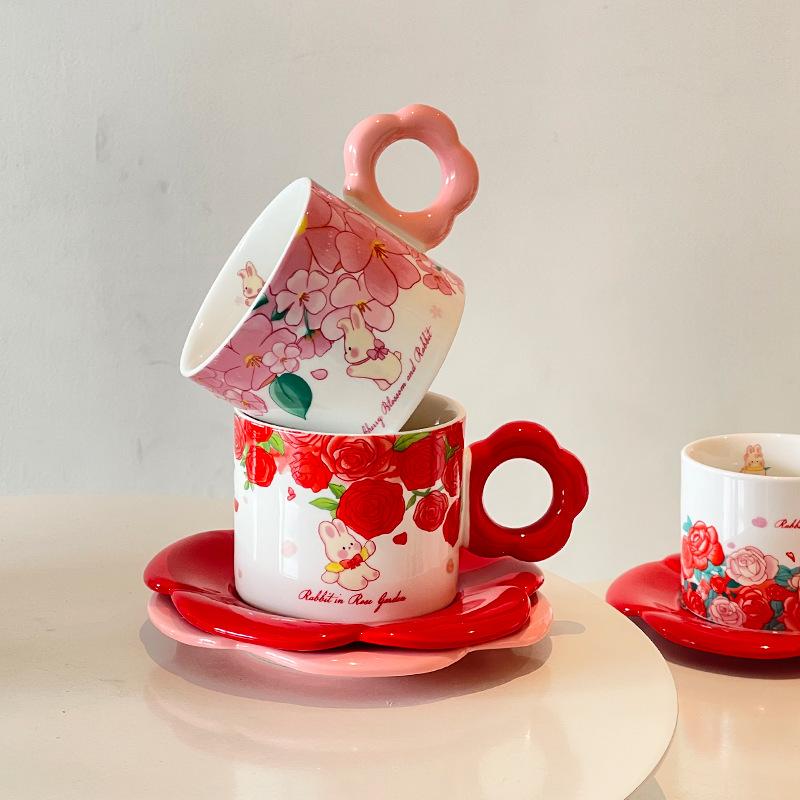 Creative Ceramic Cup High Value Home Cute Couple Coffee Cup Saucer Gift Souvenir
