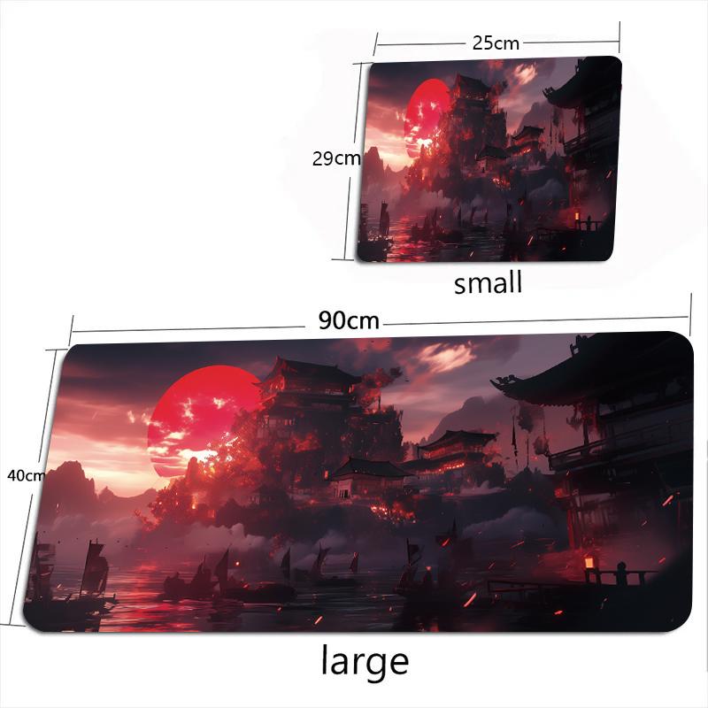 Xxl Guochao Landscape Mouse Pad Sunset Pattern Large Table Pads Computers Game Keyboard Mat HD Anti-slip Office Long Carpet Mats