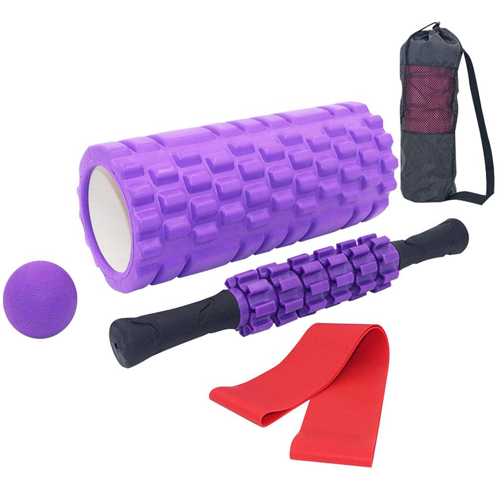 5 In 1 Foam Roller Set For Deep Muscle Massage Trigger Point Foam Roller Massage Roller Massage Ball Stretching Strap For Whole Body Exercise Purple #1