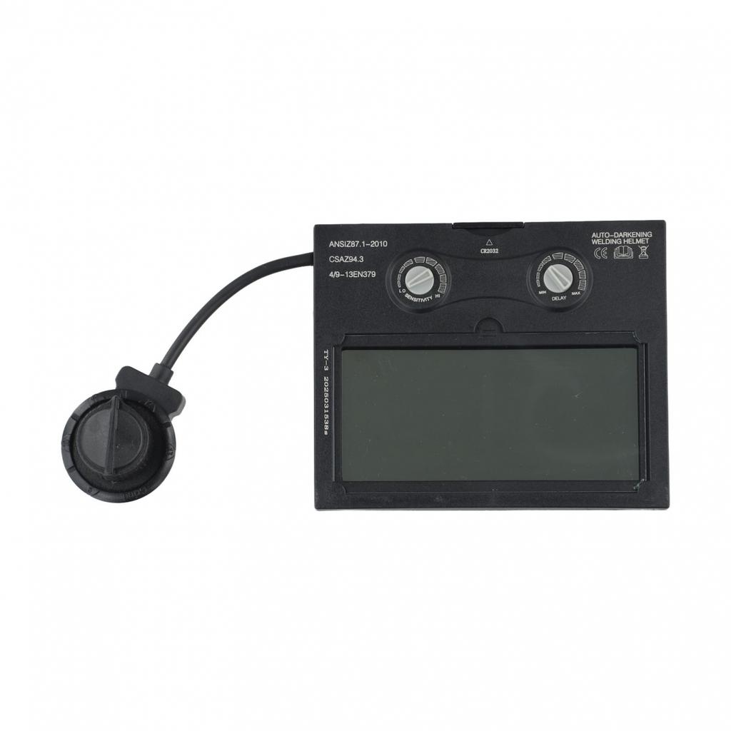 Sveisehjelm med automatisk nedblending, drevet av solceller, med utskiftbart glass