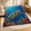 Sea Turtle Coral Reef Coral Fleece Blanket Underwater Ocean Decor