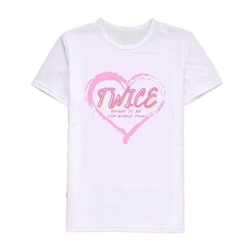 

2026 Kpop Twice Lovely T-shirt Short Sleeve Ready To Be Album Photo Printing Tshirt for Women TZUYU SANA MINA JIHYO NAYEON MOMO DAHYU XXXL бежевий