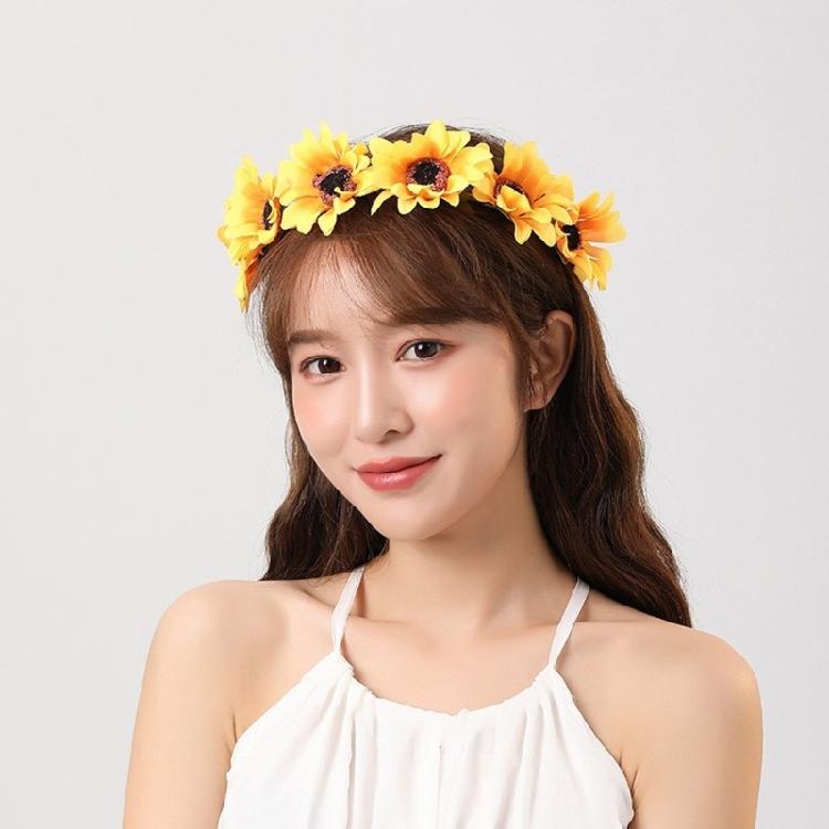 LED Sunflower Headband with Lighted Flower Wreath Floral Headpiece for Weddings Parties and Festival Occasion
