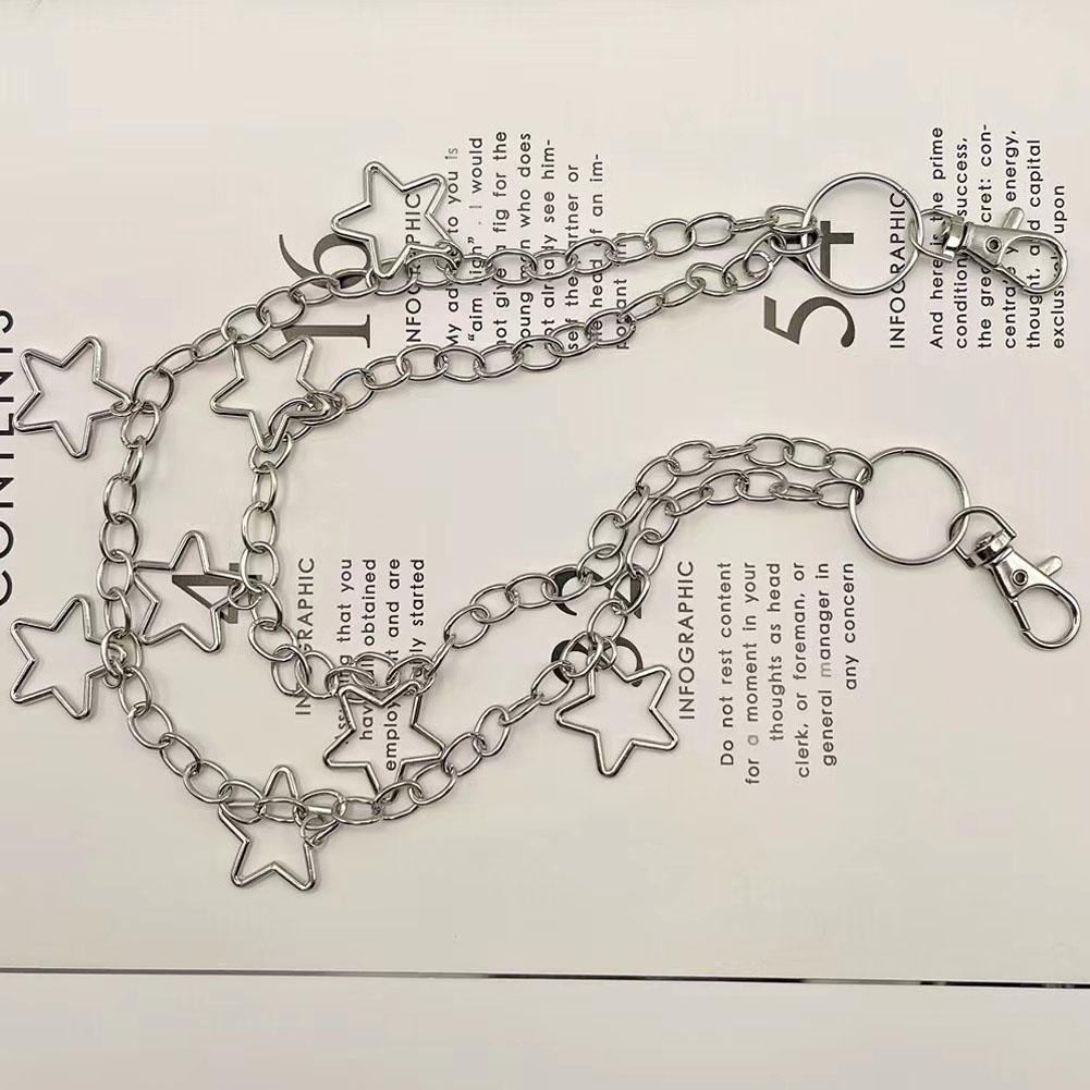 Star Pendant Metal Pants Chain Women Men Hip Hop Multilayer Chain Tassel Chain Star Pendant For S1M8