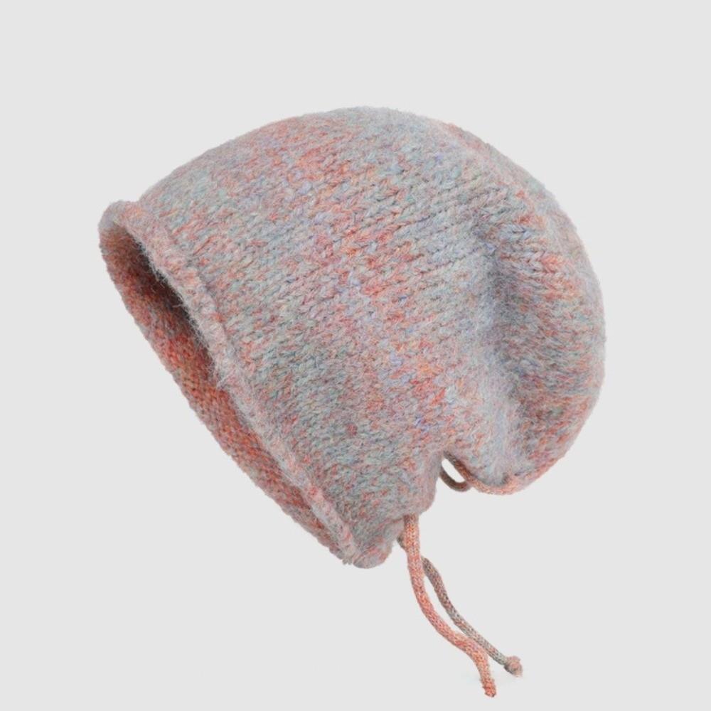 Gradient Color Beanies Skullies Knitted Drawstring Slouch Hat Fashion Bonnet Hat