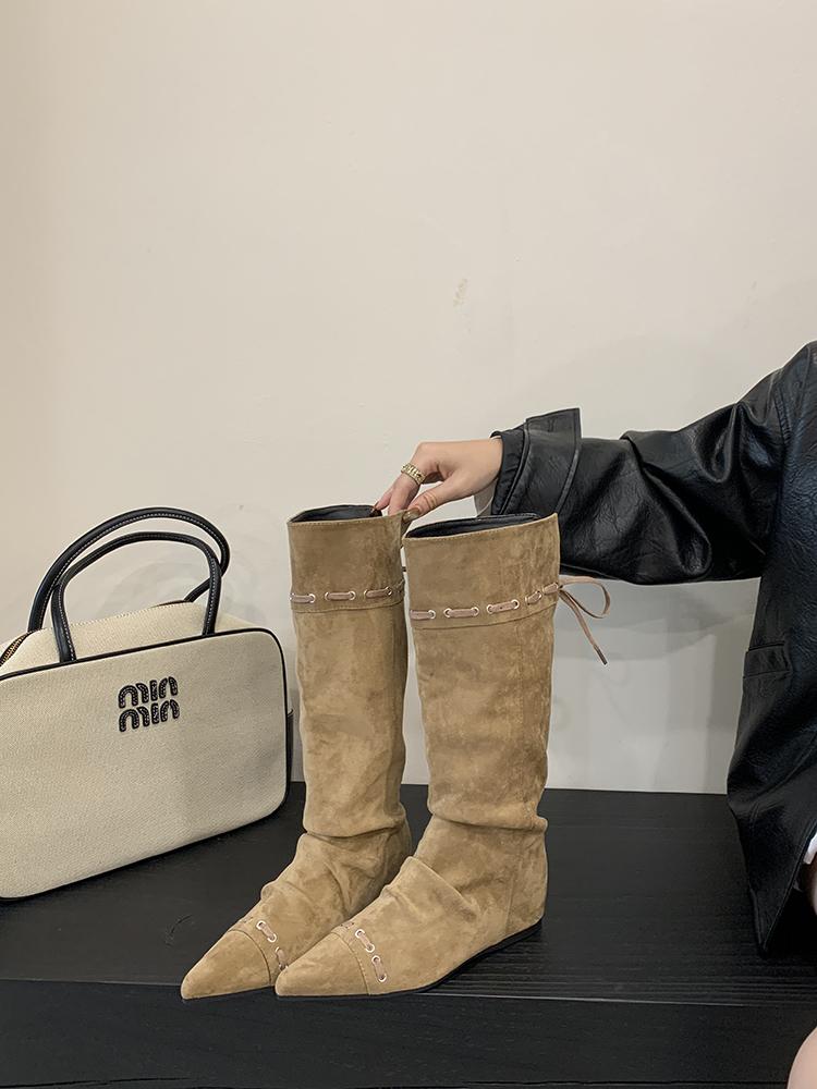 Fashion Fashion Bohemia Knee-length Women Boots Tassels Faux Suede Boots Girl Clogs Cork Insole Long Botas Mujer Winter Outdoor Shoes