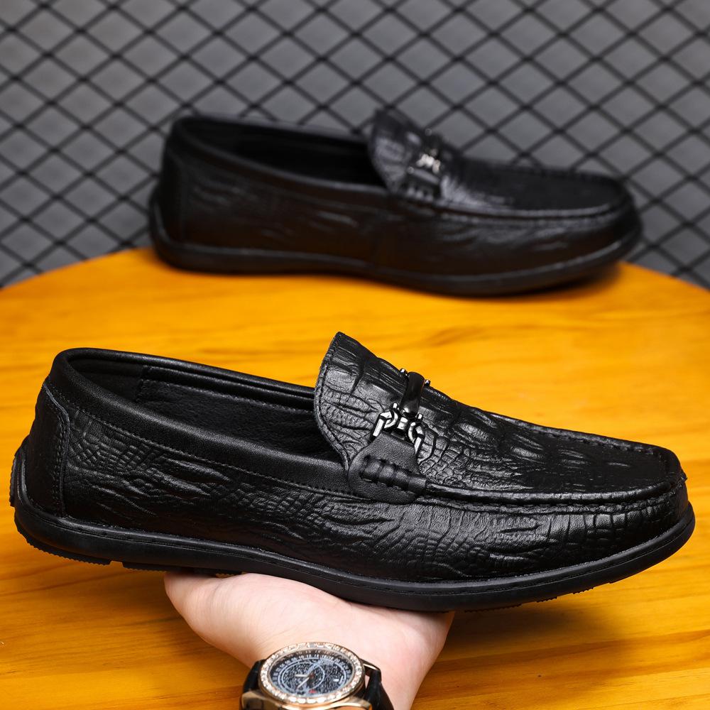 Popular Crocodile Pattern Leather Shoes Business Casual Lazy Shoes Light Korean Version One-pedal Casual Fashion Men's Leather Shoes