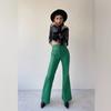 Fashion Sexy High Waist Trousers Flared Pants Leather Pants Women's