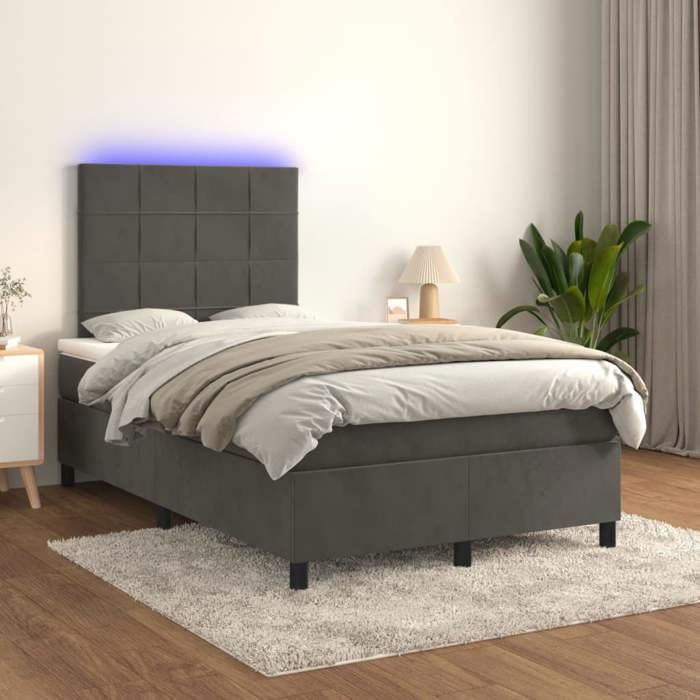 VidaXL Sommier à Lattes de Lit avec Matelas et LED, Lit Rembourré, Lit Double, Lit Adulte de Chambre à Coucher Intérieur, 3136114