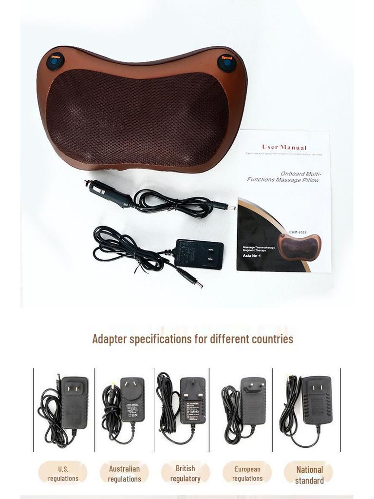 Cross-Border Cervical and Lumbar Massager: Multi-Functional Pillow for Neck and Waist with Kneading and Heat Therapy.